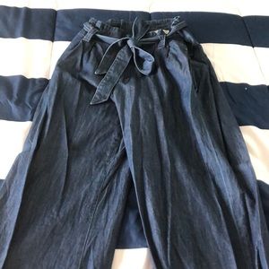 NY & Co Paper Bag Wide Legged Denim Pants